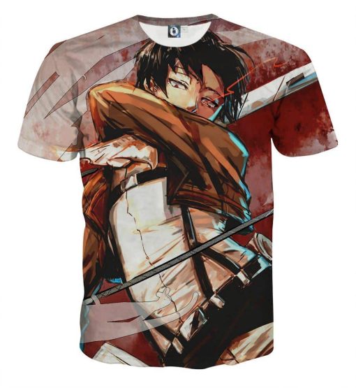 9Heritages 3D Anime Attack On Titan Captain Levi Sketch Custom Fandom T-Shirt