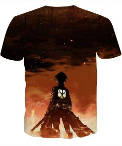 9Heritages 3D Anime Attack On Titan Eren In Of The Fire Custom Fandom T-Shirt