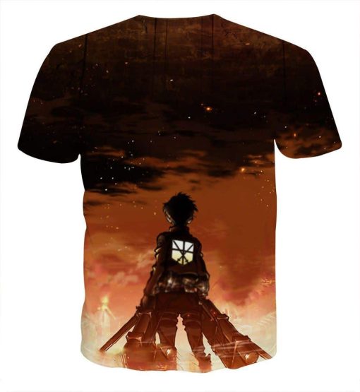 9Heritages 3D Anime Attack On Titan Eren In Of The Fire Custom Fandom T-Shirt