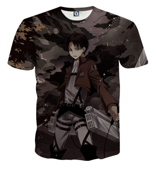 9Heritages 3D Anime Attack On Titan Levi Under The Night Sky Custom Fandom T-Shirt