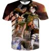 9Heritages 3D Anime Attack On Titan Eren Levi Teammates Custom Fandom T-Shirt