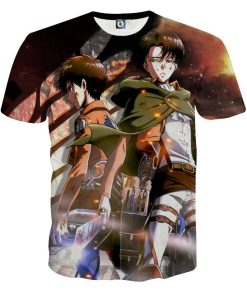 9Heritages 3D Anime Attack On Titan Eren Levi Teammates Custom Fandom T-Shirt