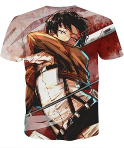 9Heritages 3D Anime Attack On Titan Captain Levi Sketch Custom Fandom T-Shirt