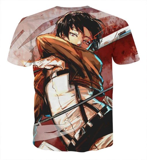 9Heritages 3D Anime Attack On Titan Captain Levi Sketch Custom Fandom T-Shirt