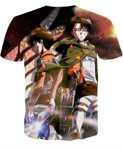 9Heritages 3D Anime Attack On Titan Eren Levi Teammates Custom Fandom T-Shirt