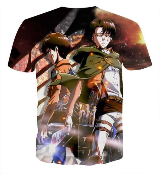 9Heritages 3D Anime Attack On Titan Eren Levi Teammates Custom Fandom T-Shirt