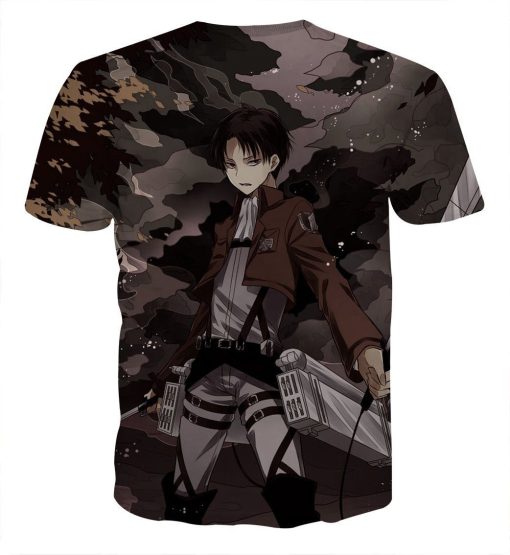 9Heritages 3D Anime Attack On Titan Levi Under The Night Sky Custom Fandom T-Shirt