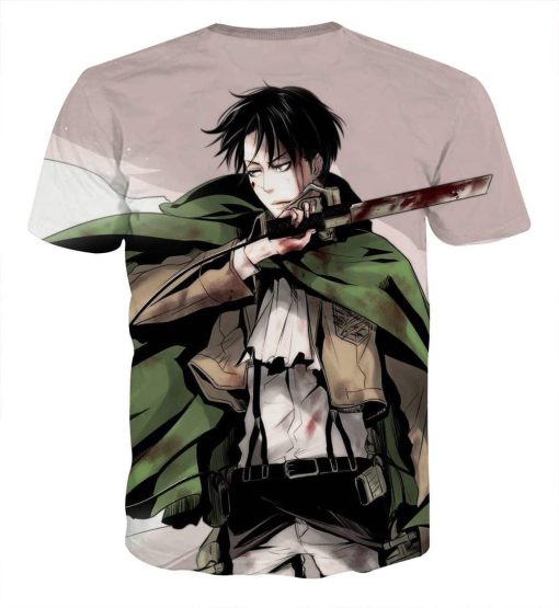 9Heritages 3D Anime Attack On Titan Levi Blood On His Face Custom Fandom T-Shirt