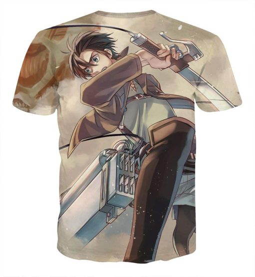 9Heritages 3D Anime Attack On Titan Eren Yeager Swords Cutting Custom Fandom T-Shirt