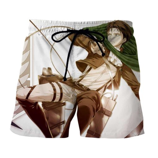 Attack on Titan Levi Ackerman Scout Regiment White Boardshorts