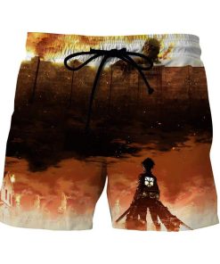 Attack On Titan Eren In Front Of The Fire Vibrant 3D Print Short