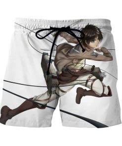 Attack On Titan Aggressive Eren Fighting Portrait Print Short