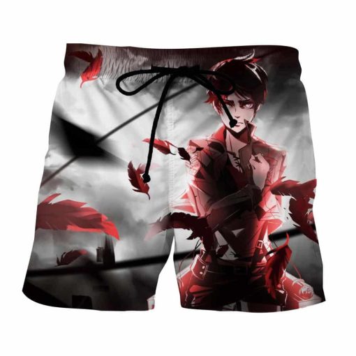 Attack on Titan Sad Eren Yeager Dramatic Salute Boardshorts