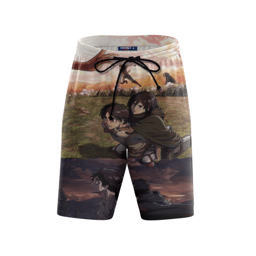 Attack on Titan Eren And Mikasa Piggy Back Ride Swim Trunks