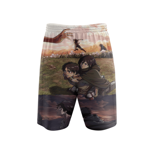 Attack on Titan Eren And Mikasa Piggy Back Ride Swim Trunks