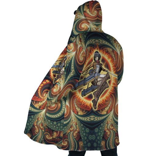 Trippy Mikasa Ackerman Attack on Titan Hooded Cloak Coat