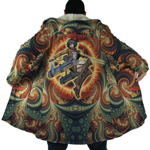 Trippy Mikasa Ackerman Attack on Titan Hooded Cloak Coat