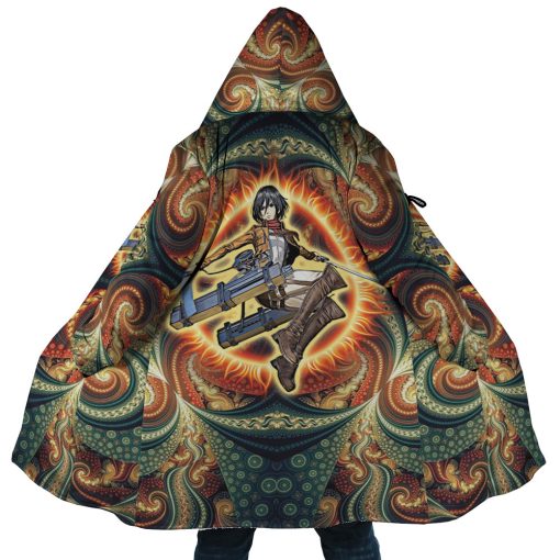 Trippy Mikasa Ackerman Attack on Titan Hooded Cloak Coat