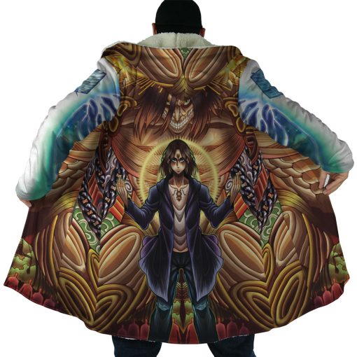 Trippy Eren Yeager Timeskip Attack on Titan Hooded Cloak Coat