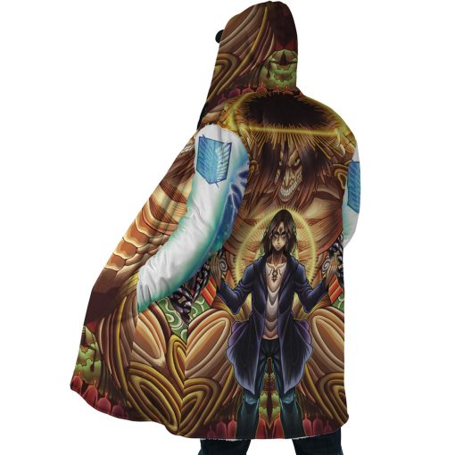 Trippy Eren Yeager Timeskip Attack on Titan Hooded Cloak Coat