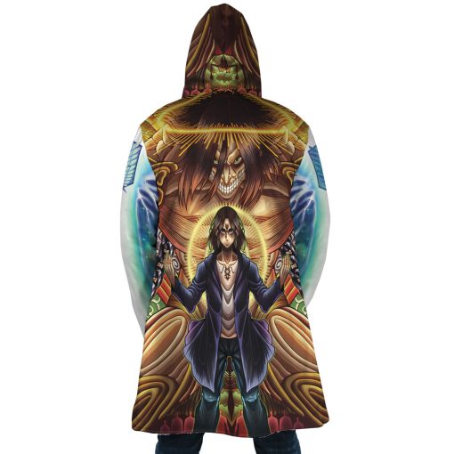 Trippy Eren Yeager Timeskip Attack on Titan Hooded Cloak Coat