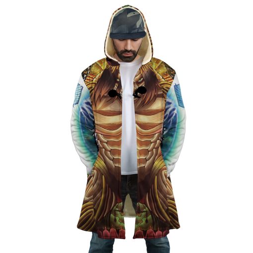 Trippy Eren Yeager Timeskip Attack on Titan Hooded Cloak Coat