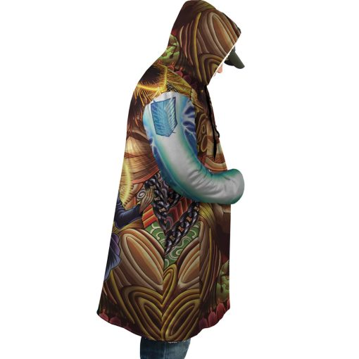 Trippy Eren Yeager Timeskip Attack on Titan Hooded Cloak Coat